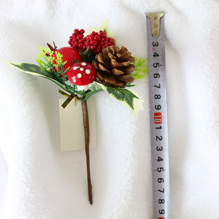 5pcs Creative Christmas Plant Stem Pick Decoration Artificial Pine Cone  Green Hollow Leaf Fake Small Pomegranate Mushroom Pick Stems Plant for DIY  Home Ornament 