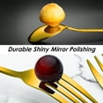thumbnail image 4 of Set of 12, Gold Plated Stainless Steel Dinner Forks and Spoons, findTop Heavy-duty Forks ( 8 Inch ) and Spoons ( 7 Inch ) Cutlery Set- Gold, 4 of 9
