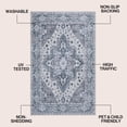 thumbnail image 3 of JONATHAN Y WASHABLE Superbia Boho Medallion Border Machine-Washable Polyester Area Rug, 3' x 5', Blue and Gray, Traditional Vintage Low-Pile Indoor Rug for Living Room WSH502E-3, 3 of 9