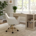 thumbnail image 2 of Martha Stewart Upholstered Office Chair in Off White/Polished Brass, 2 of 12