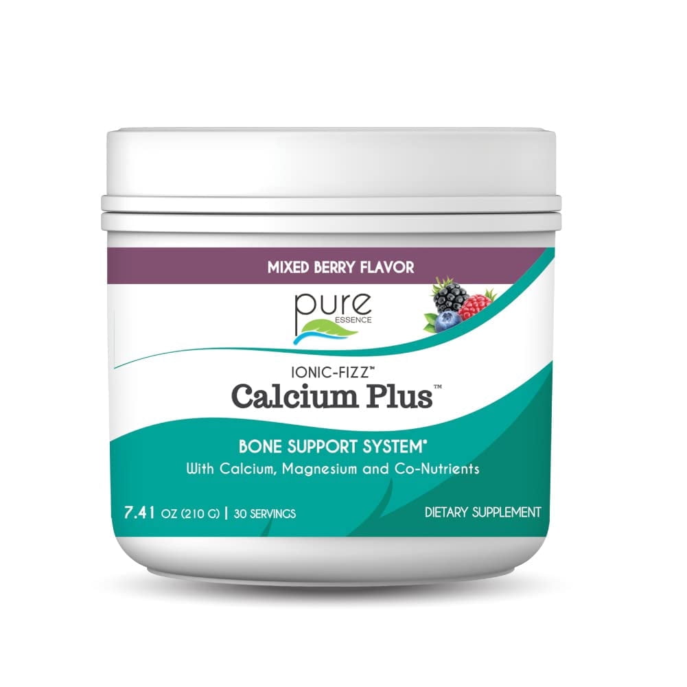 Pure Essence Labs - Ionic-Fizz Calcium Plus Mixed Berry, Bone & Muscle Support Drink Powder Mix with Vitamin D3 & Magnesium - 30 servings