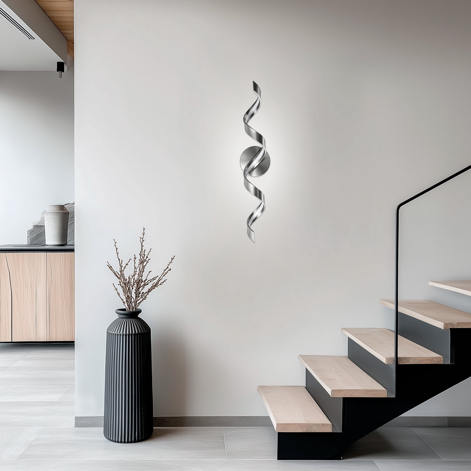LED Bathroom Vanity Lights, 24inch Dimmable Black Bathroom Lighting Fixture Over Mirror 15W Spiral Design LED Wall Light Fixtures