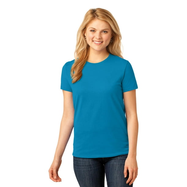 Port & Company &174; T-shirt en Coton pour Femmes. Lpc54 XL Bleu Fluo