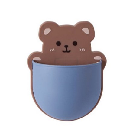 

SunHLX Wall Storage Pouch Drainage Hole Design Cartoon Great Load Bearing Anti-slip Self-adhesive Keep Neat Hole-free Rabbit Shape Soap Kitchen Wall Storage Box Household Supplies