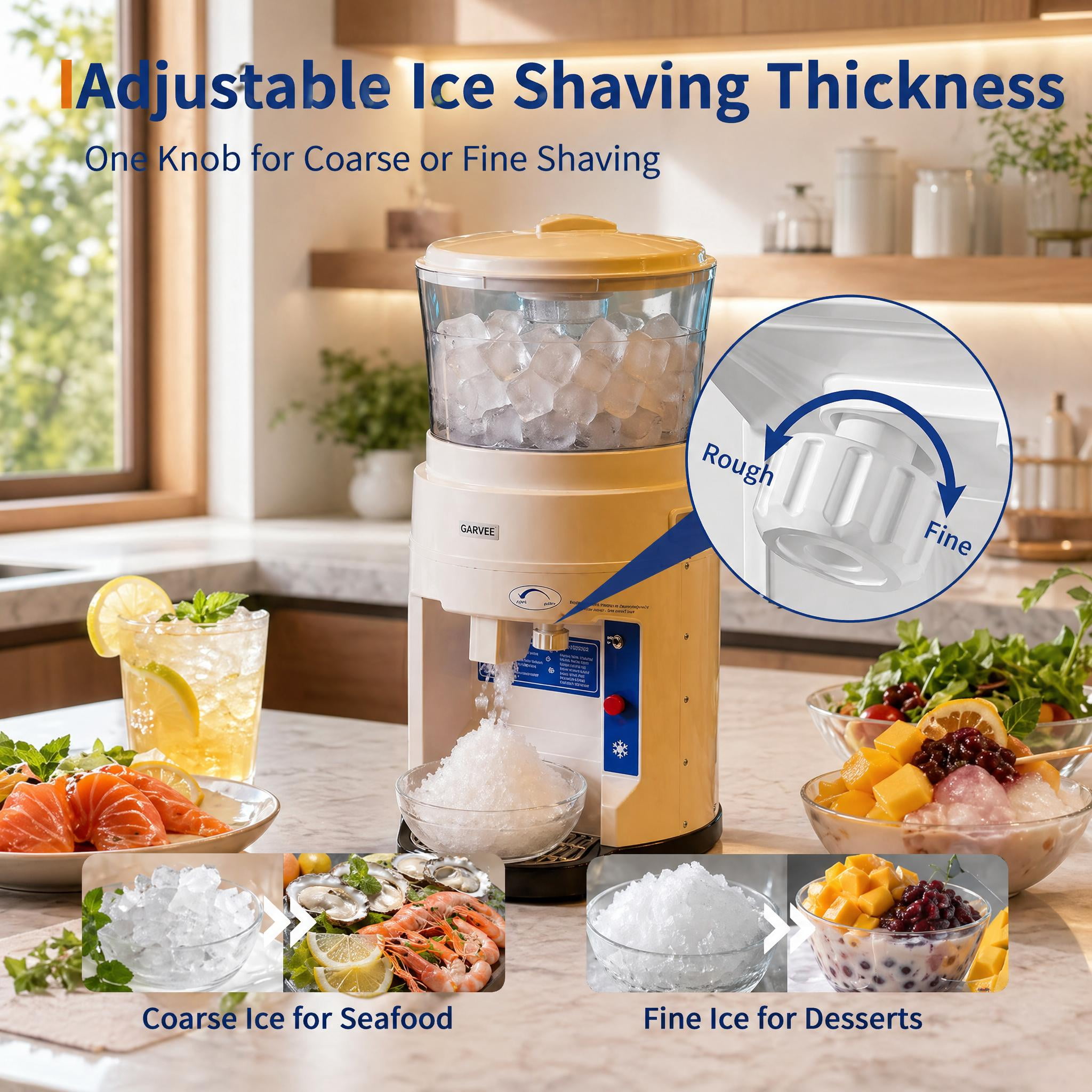 Commercial Ice Shaver Crusher, with 5.07LBS Hopper, 265LBSLBS/H