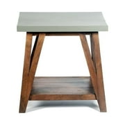 Alaterre Furniture Brookside 22W Wood and Concrete-Coated Top Wood End Table