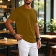 thumbnail image 5 of Men's Shirts Short Sleeve T-Shirt Crew Neck Light Tees Classic Basic Casual Tops Plain Soft Shirt Brown S, 5 of 7