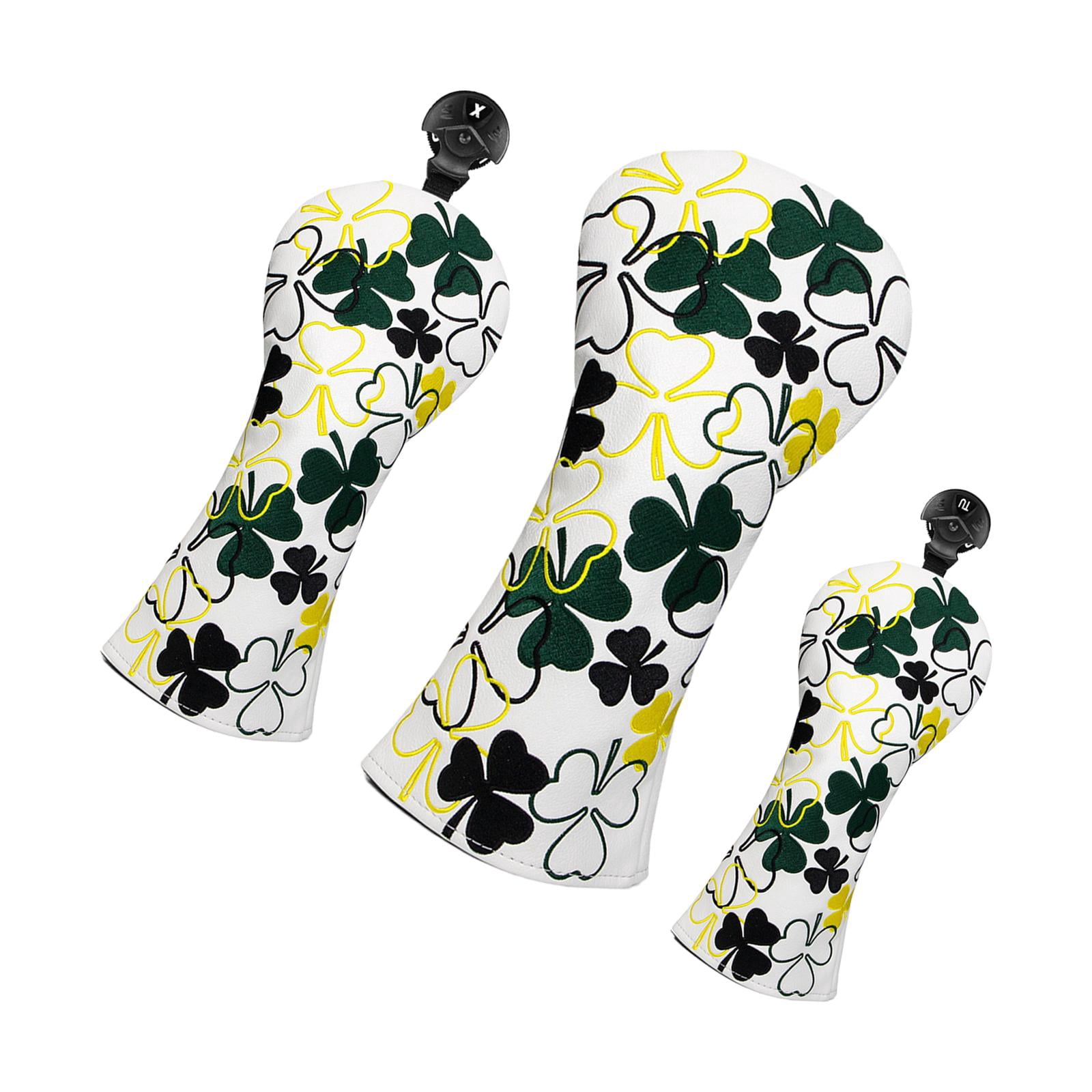 funtasica Water Resistant Patterned Embroidered Golf Club Headcover with Tags High Quality Fairway Wood Hybrid Headcover Headcover , White, Set