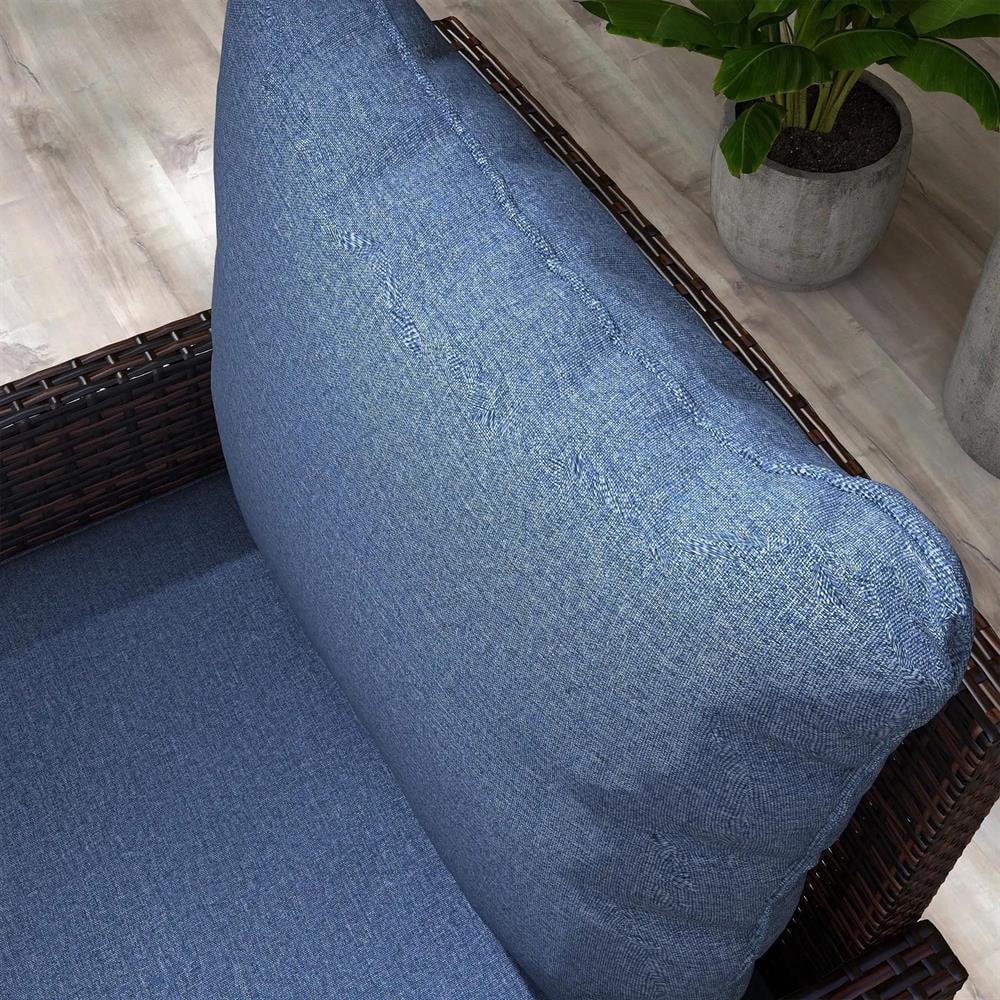 Resenkos Patio Chair Cushions, Outdoor Chair Pads,4 Patio Chair Cushions with Seat & Backrest, Fade Resistant Seat Replacement Cushion Set, Blue