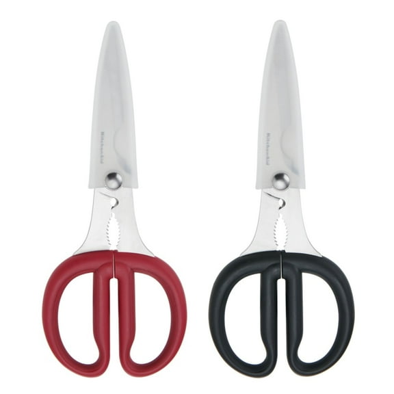 KitchenAid Multi Purpose Shears Kitchen Scissors 1 2-Peice Set Custom Fit Blade Covers Black and Red