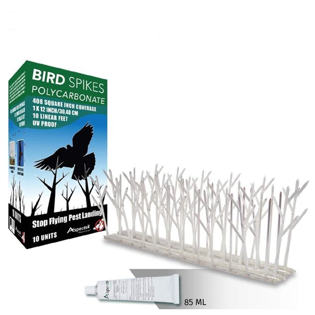 Aspectek Plastic Bird Spikes Kit, Polycarbonate Bird Spikes Defender