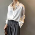 thumbnail image 2 of Imitation Silk Satin Shirt Light Mature 2024 Loose Ol Cold Style Shirt, 2 of 3