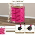 thumbnail image 5 of 15-Drawer Rolling Storage Cart, Multipurpose Rolling Storage Cart, Storage Organizer on Wheels, Durable Metal Frame, Scrapbook Paper Tools, Suitable for Office School (Hot Pink), 5 of 18