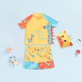 thumbnail image 2 of Staki Rash Guard Sets Boys Swim Set - 2 Piece Quick Dry Protection Kids Rash Guard Short Sleeve Swim Shirt and Swimming Trunks 2T 3T 4T Yellow,5-6 Years, 2 of 7
