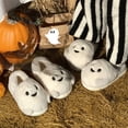 thumbnail image 4 of NexTorq Unisex Halloween Cute Ghost Plush Clog Slippers - Halloween Slippers Indoor Slippers Fuzzy Warm Closed Toe Mule House Shoes for Women and Men White 5.5, 4 of 8