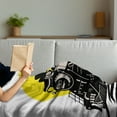 thumbnail image 3 of Train Soft Flannel Fleece Throw Blanket, Simplistic Doodle of Locomotive Vapour and Round Sun Travelling, Cozy Plush for Indoor and Outdoor Use, 50" x 70", Black Yellow, by Ambesonne, 3 of 5