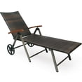 thumbnail image 4 of Gymax Chaise Longue Pliante en Rotin pour Patio avec Coussin en Aluminium Réglable avec Roue Turquoise, 4 of 10