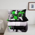 thumbnail image 5 of Homewish Green Modern Abstract Queen Comforter Set,Aesthetic Artwork Comforter Sets Queen,Black Reversible,3 Pieces,1 Comforter and 2 Pillowcases, 5 of 7