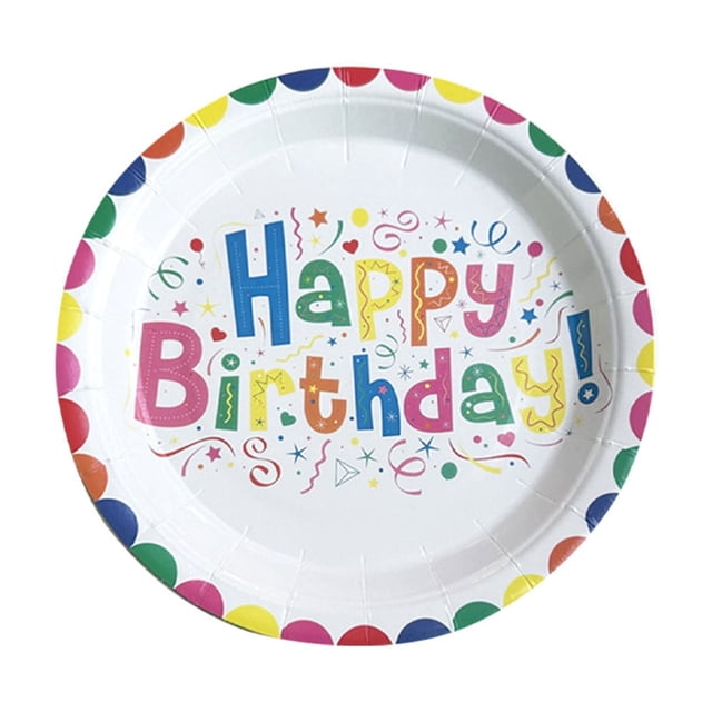 WLOELOEW 9 Inch Disposable Paper Plates 10 Pack Letter Design Birthday Party Wedding Decoration Supplies Sturdy Eco Friendly Tableware A