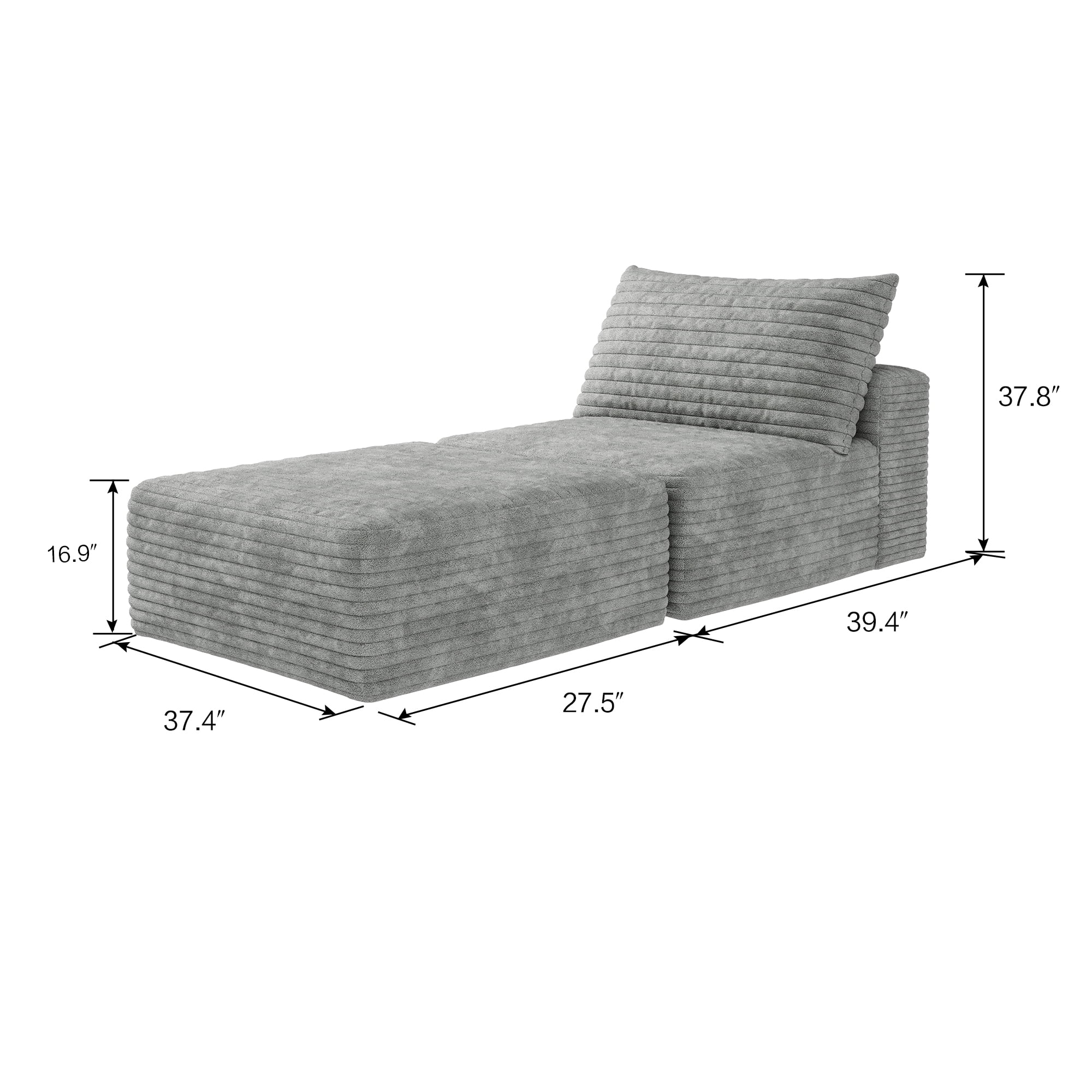 MAYEERTY 66.9" Gray Modern Modular Cloud Sectional No Assembly Compact Neutral Room