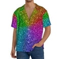 thumbnail image 3 of Honeii 's Colorful Glitter for men's short-sleeved button-up collared shirt featuring a pocket, perfect for beach vacations, and travel adventures., 3 of 5