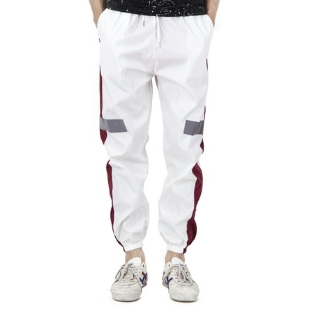 LELINTA Men's Jogger Pants Fashion Sports Gym Workout Hip Hop Trousers Casual Running Long Slacks White