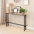 thumbnail image 3 of IVV Modern Console Table, 39.4-Inch Narrow Porch Table with Power Outlets & USB Ports, Oak Wood Top & Black Metal Frame, for Behind Sofa & Narrow Spaces, Easy Assembly, 3 of 10