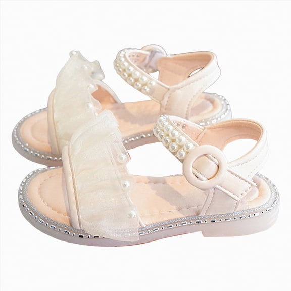 enyan Little Kids Girls Dress Pumps Glitter Sequins Princess Low Heels Princess Dress Shoes Party Dance Shoes Rhinestone Sandals Sandals For Girls,Beige,Size 10