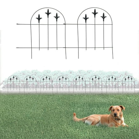 Glamos Wire Folding Round Top Finial Fence – Durable Metal Garden & Yard Panel, Easy Install
