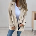thumbnail image 4 of Fall Winter Women Jacket Turn-down Collar Mid Length Single-breasted Solid Color Fake Pockets Commuting Daily Wear Overcoat, 4 of 7