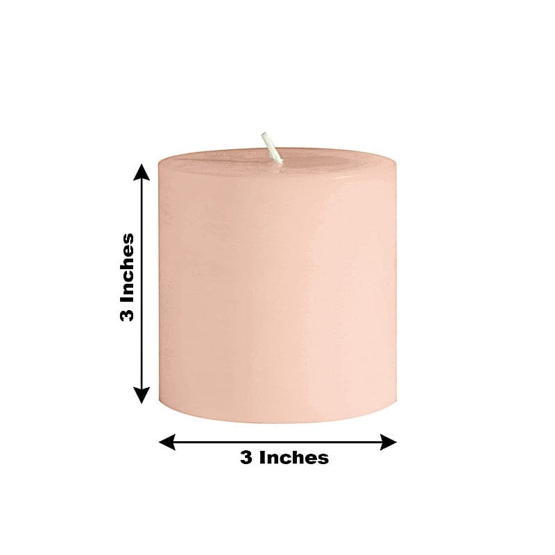 Balsa Circle 6 Blush 3x3 in Dripless Round Unscented Wax Pillar Candles Party Wedding Reception Centerpieces Event Home Decorations Supplies