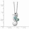 thumbnail image 2 of Sterling Silver Cubic Zirconia Freshwater Cultured Pearl Enamel Seahorse 18 Inch Necklace - 18 Inch - Measures 14mm Wide, 2 of 2