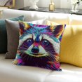 thumbnail image 3 of Patifu Watercolor Raccoon Throw Pillow Cover,Cute Wild Animal Pillow Cover ,Colourful Tie Dye Cushion Cover,Rainbow Fluid Painting Style Decorative Square Pillow Case 12x12in, 3 of 5