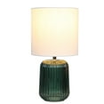 thumbnail image 2 of Mainstays 12.75"H Mini Green Glass Stripe Table Lamp with White Lamp Shade, 2 of 6