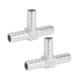 thumbnail image 1 of Accesorios para manguera de acero inoxidable 304 Unique Bargains 5/8" conector en T de 3 vías para aire, agua, aceite, gas, combustible, 2 piezas tono plateado, 1 of 1