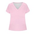 thumbnail image 6 of Deep V Neck Womens Tops Curved Hem Shirts for Women Fashion Trendy Blouses Casual Loose Fit Tees Tops Pink,L, 6 of 6