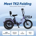 thumbnail image 3 of MOONCOOL TK2 Adult Electric Tricycle with Reverse, 48V 15Ah Removable Battery, Peak 1000W Motor, 20x3.0" Fat Tire, 60-Mile Range, 15.5 MPH, 3 of 14