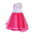 thumbnail image 2 of MAWCLOS Robes Tutu Bébé Décor Floral Robe de Soirée Col Rond Robe d'Été Décontractée Princesse Sans Manches Rose Rouge 140, 2 of 4