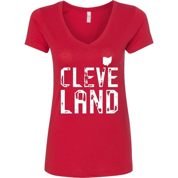 Inktastic Cleveland, Ohio Distressed Font Women's V-Neck T-Shirt
