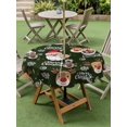 thumbnail image 3 of Outdoor Tablecloth with Umbrella Hole and Zipper, Christmas Santa Claus Round Table Cloth 60 Inch Waterproof Tablecloth, Cartoon Xmas Elk Snowflakes Black Picnic Table Cover for Patio Camping, 3 of 7