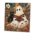 thumbnail image 2 of Halloween Garden Reading Ghost Diamond Art, 7.9in Acrylic Rhinestone Painting with Cute Floral Style, Glitter Wall Decor for Holiday Home and Party, 2 of 6