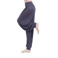 thumbnail image 2 of Soidarity Pantalones de yoga de cintura alta para mujer, bombachos sueltos para danza del vientre, pantalones Tai sólidos modales Uniforme atlético Gris METRO, 2 of 6