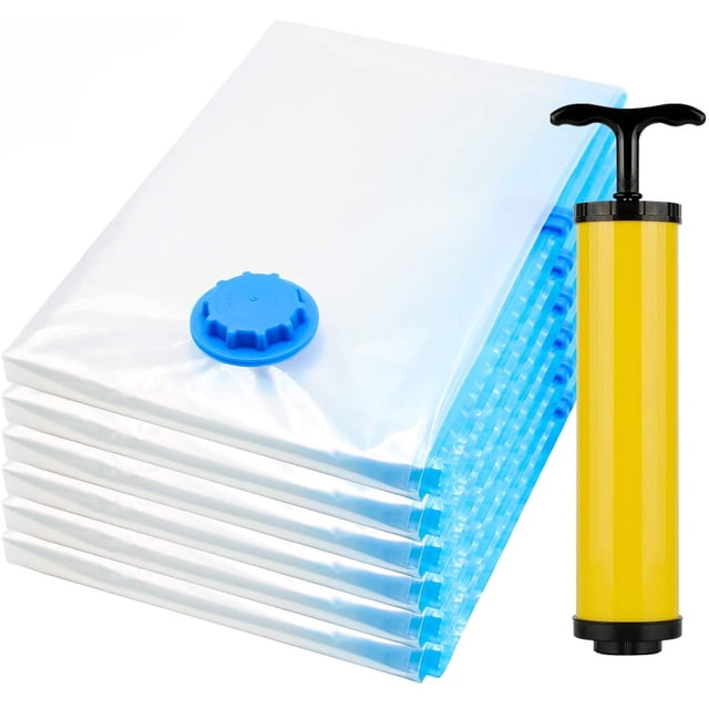 Vacuum Storage Bag Reusable Vacuum Storage Bag with Travel Pump for Bedding Clothing Blankets Etc 80x100cm*6