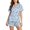 Z66-Light Blue, variant on XINPING Women Halloween Pajamas Halloween Print Notch Lapel Short Sleeve Pajama Shorts Two Piece Outfit L