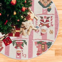 Yayeee Christmas Tree Skirt 35 inches for Xmas Tree Holiday Party Decoration, Green Christmas Houses