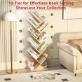 thumbnail image 4 of HJTER 10 Tier Tree Book Shelf, Floor Standing Wood Bookshelf for Narrow Space, Storage Organizer Bookshelves for Books/CDs/Magazine, Bookcase with Shelves for Home Office, Living Room - Natural, 4 of 9