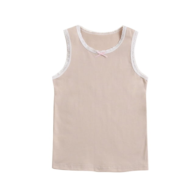 Timegard Baby Girls Clothes Toddler Lace Round Neck Sleeveless Loose Comfy Cute Solid Color Tank Tops