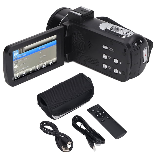 Cámara de video 4K con zoom digital de 18X, 56 MP, pantalla táctil de 3 pulgadas, WiFi, vlogs y control remoto.