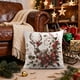 thumbnail image 1 of Funda de almohada navideña | Funda de almohada decorativa festiva con estampado de renos y Papá Noel | Decoración festiva para el hogar, ideal para sofá y cama | Funda de cojín cuadrada de 45x45 cm, 1 of 6