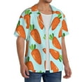 thumbnail image 2 of Balery Cartoon Carrot Camisa Casual de Manga Corta con Botones para Hombre, Texturizada, Estilo Cubano, para Playa, Verano-Large, 2 of 5